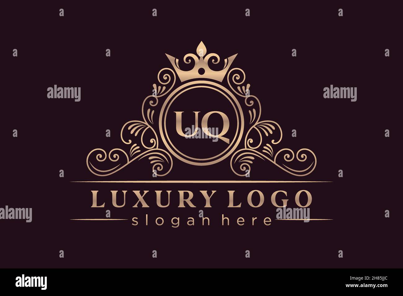 UQ lettre initiale Or calligraphique féminin floral dessiné à la main heraldic monogramme ancien style vintage luxe logo design Premium Illustration de Vecteur