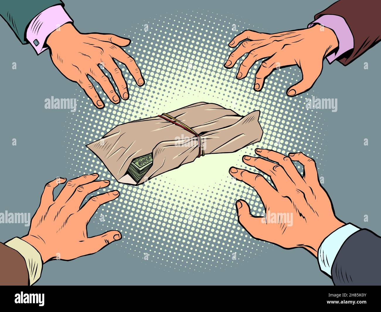 les mains pour obtenir de l'argent, des conflits de profit, le vol et la corruption Illustration de Vecteur