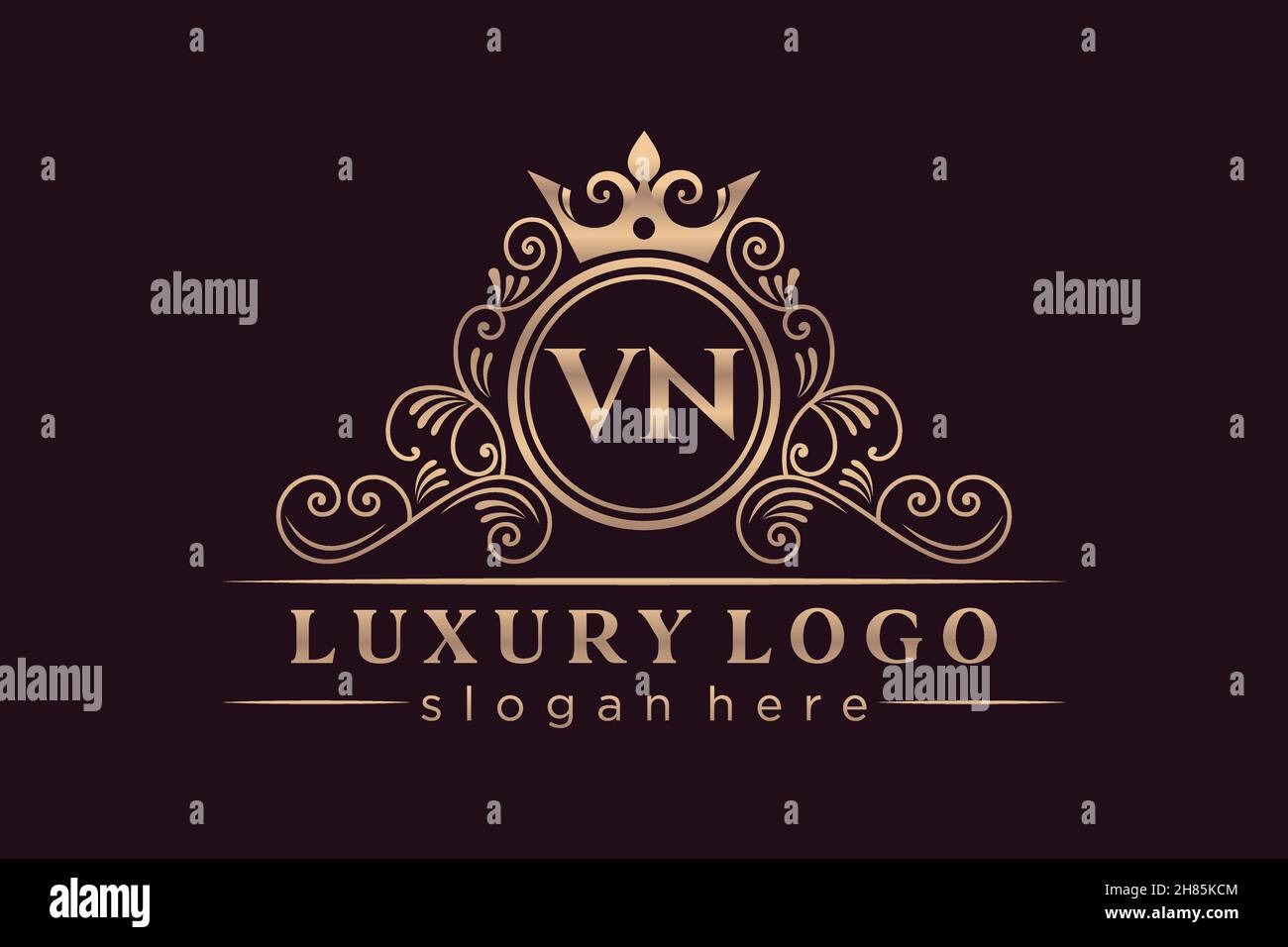 VN lettre initiale or calligraphique féminin floral dessiné à la main heraldic monogramme ancien style vintage luxe logo design Premium Illustration de Vecteur