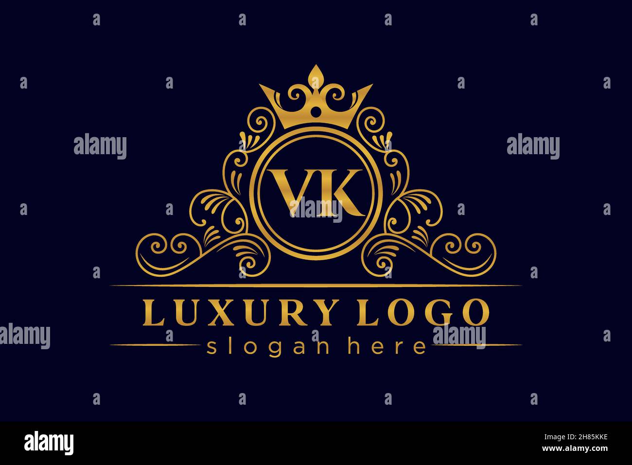 VK lettre initiale or calligraphique féminin floral dessiné à la main heraldic monogramme ancien style vintage luxe logo design Premium Illustration de Vecteur