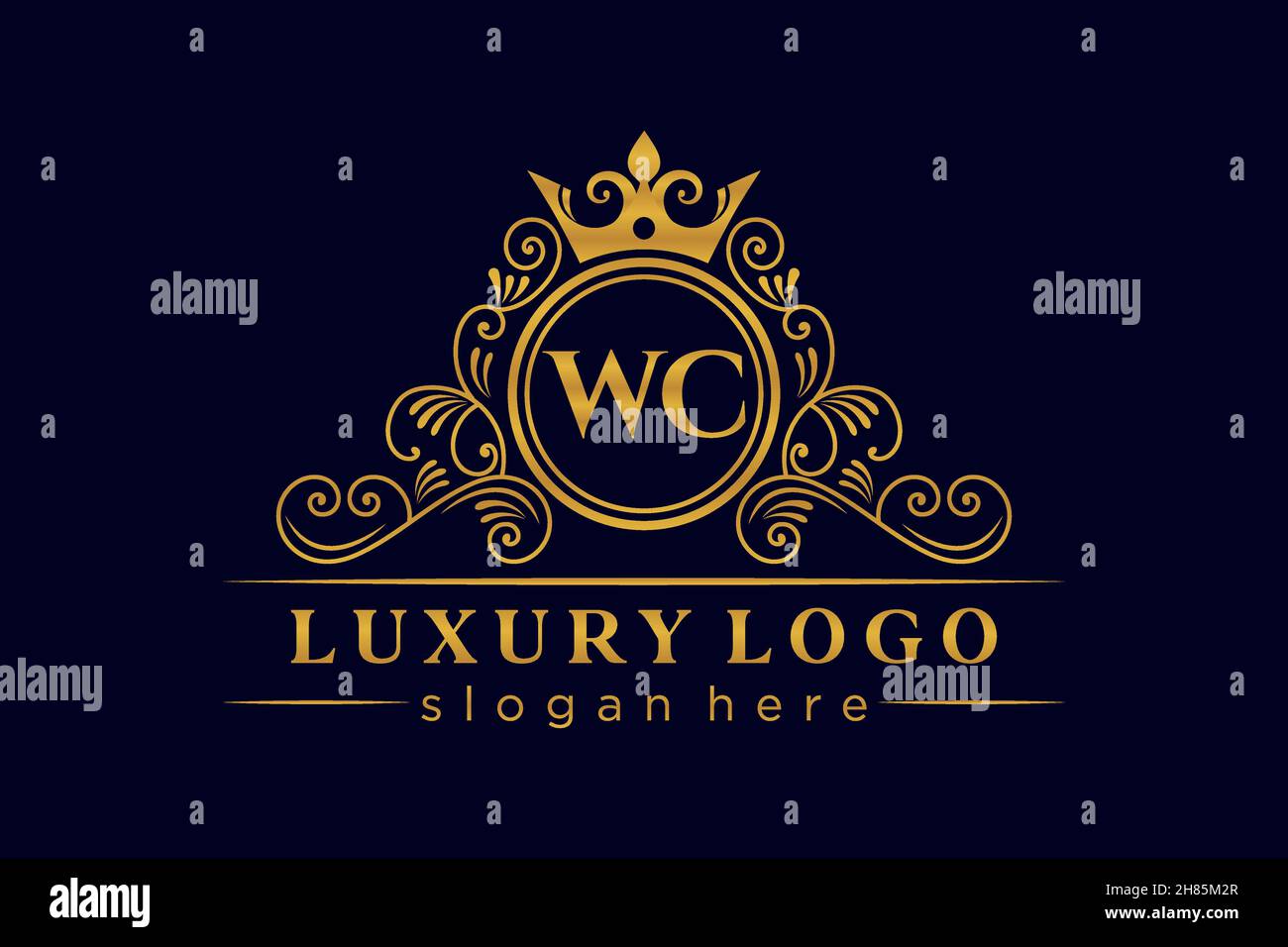 WC lettre initiale Or calligraphique féminin floral dessiné à la main heraldic monogramme ancien style vintage luxe logo design Premium Illustration de Vecteur