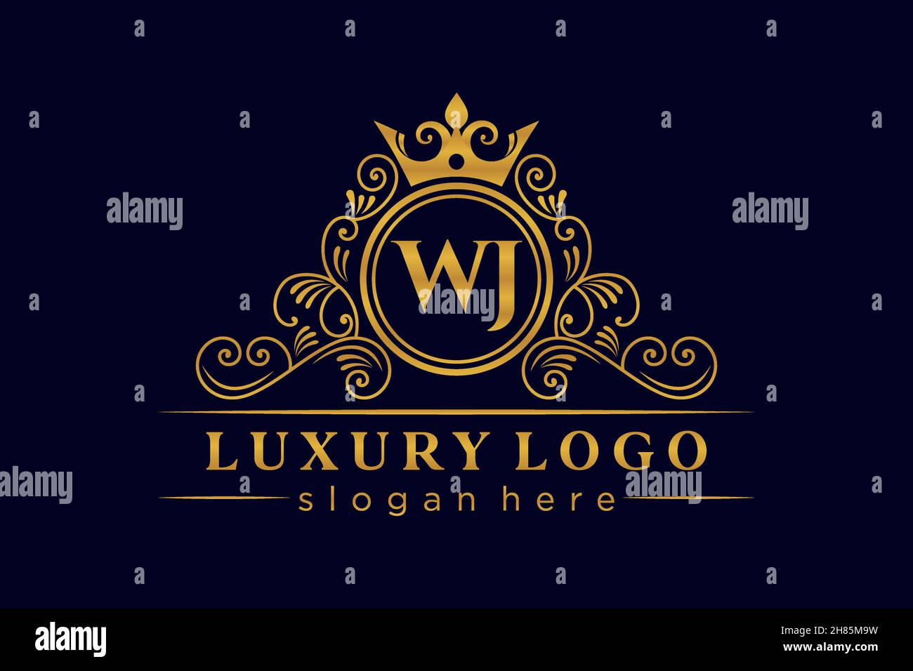 WJ lettre initiale Or calligraphique féminin floral dessiné à la main heraldic monogramme ancien style vintage luxe logo design Premium Illustration de Vecteur