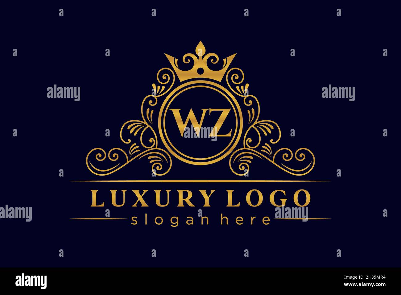 WZ lettre initiale Or calligraphique féminin floral dessiné à la main heraldic monogramme ancien style vintage luxe logo design Premium Illustration de Vecteur