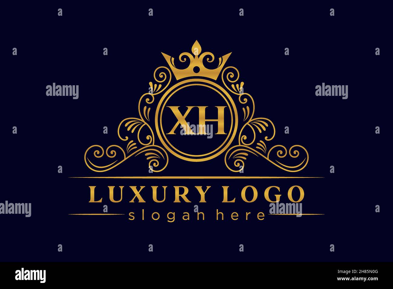 XH lettre initiale Or calligraphique féminin floral dessiné à la main heraldic monogramme ancien style vintage luxe logo design Premium Illustration de Vecteur