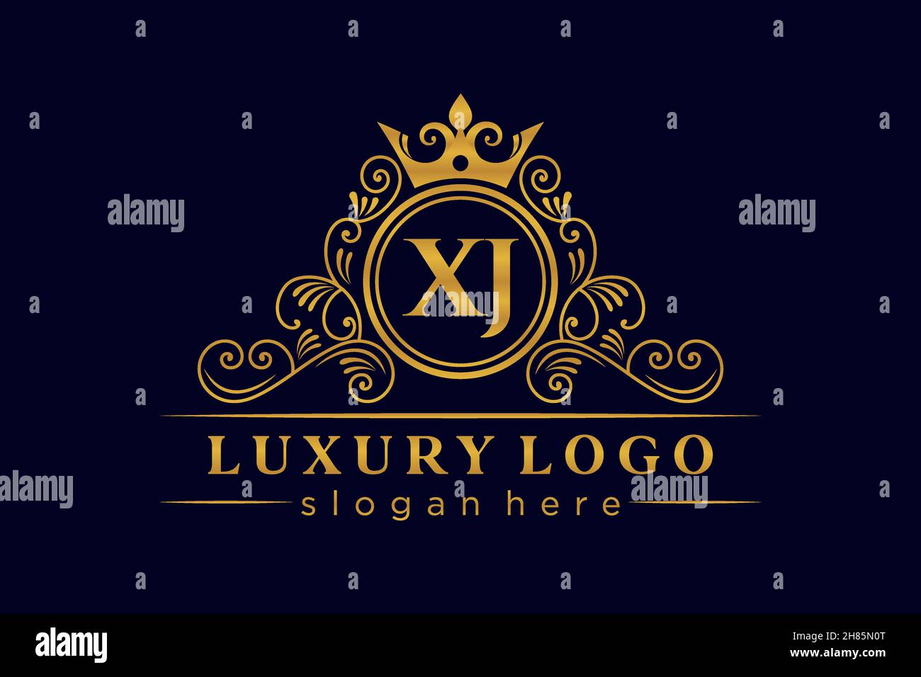 XJ lettre initiale or calligraphique féminine fleur dessinée à la main heraldique monogramme ancien style vintage luxe logo design Premium Illustration de Vecteur