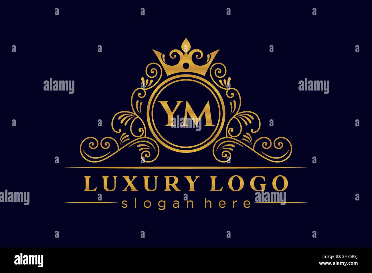 YM lettre initiale or calligraphique féminin floral dessiné à la main heraldic monogramme ancien style vintage luxe logo design Premium Illustration de Vecteur