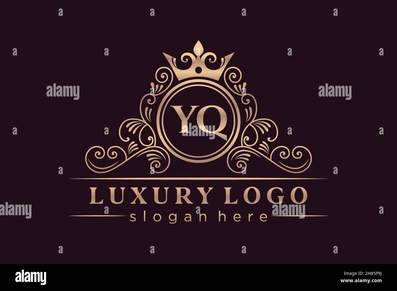 YQ lettre initiale Or calligraphique féminin floral dessiné à la main heraldic monogramme ancien style vintage luxe logo design Premium Illustration de Vecteur