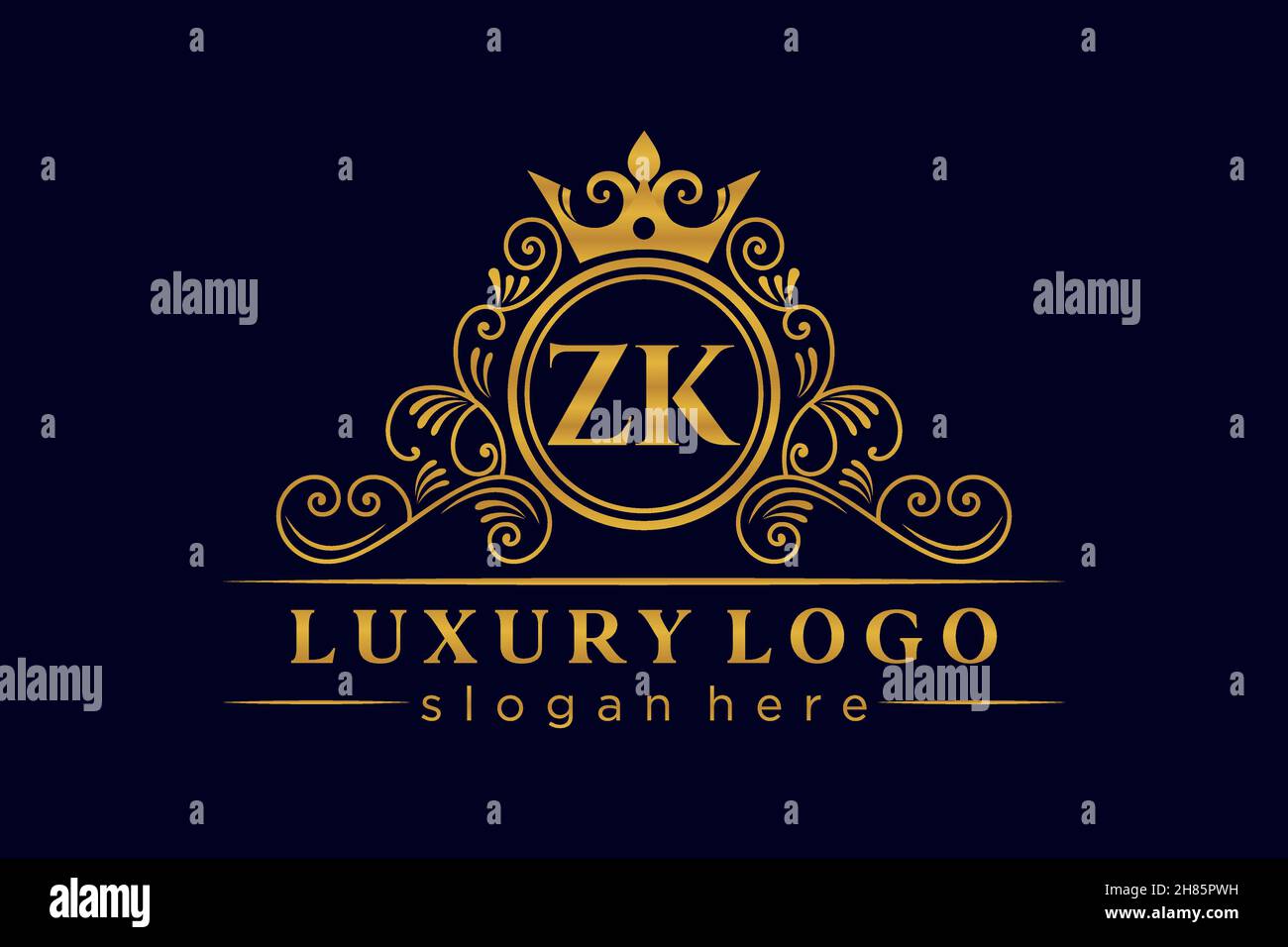 ZK lettre initiale Or calligraphique féminin floral dessiné à la main heraldic monogramme ancien style vintage luxe logo design Premium Illustration de Vecteur