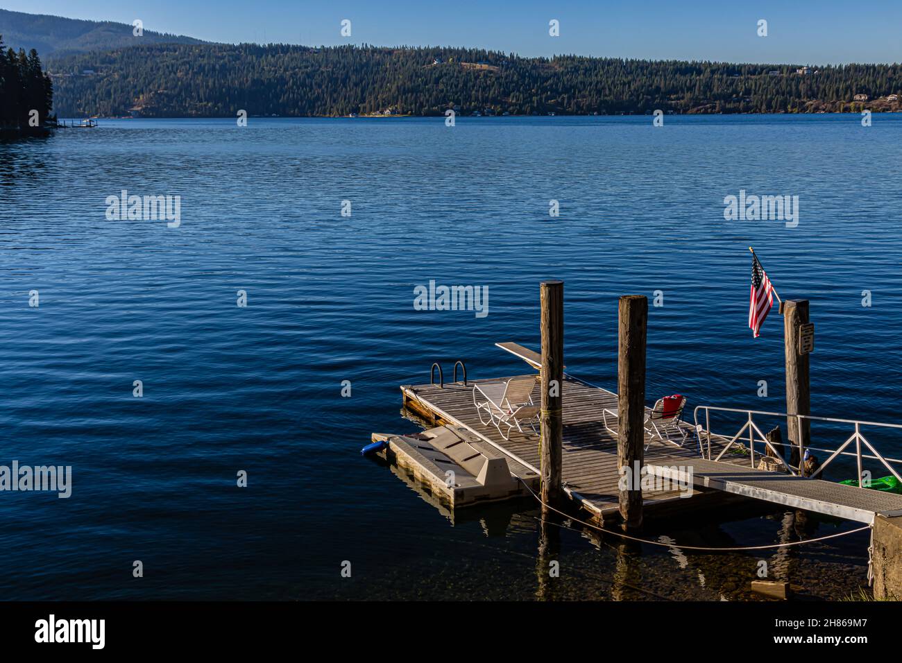 Quai flottant sur le lac coeur d'Alene, coeur d'Alene , Idaho, Etats-Unis Banque D'Images