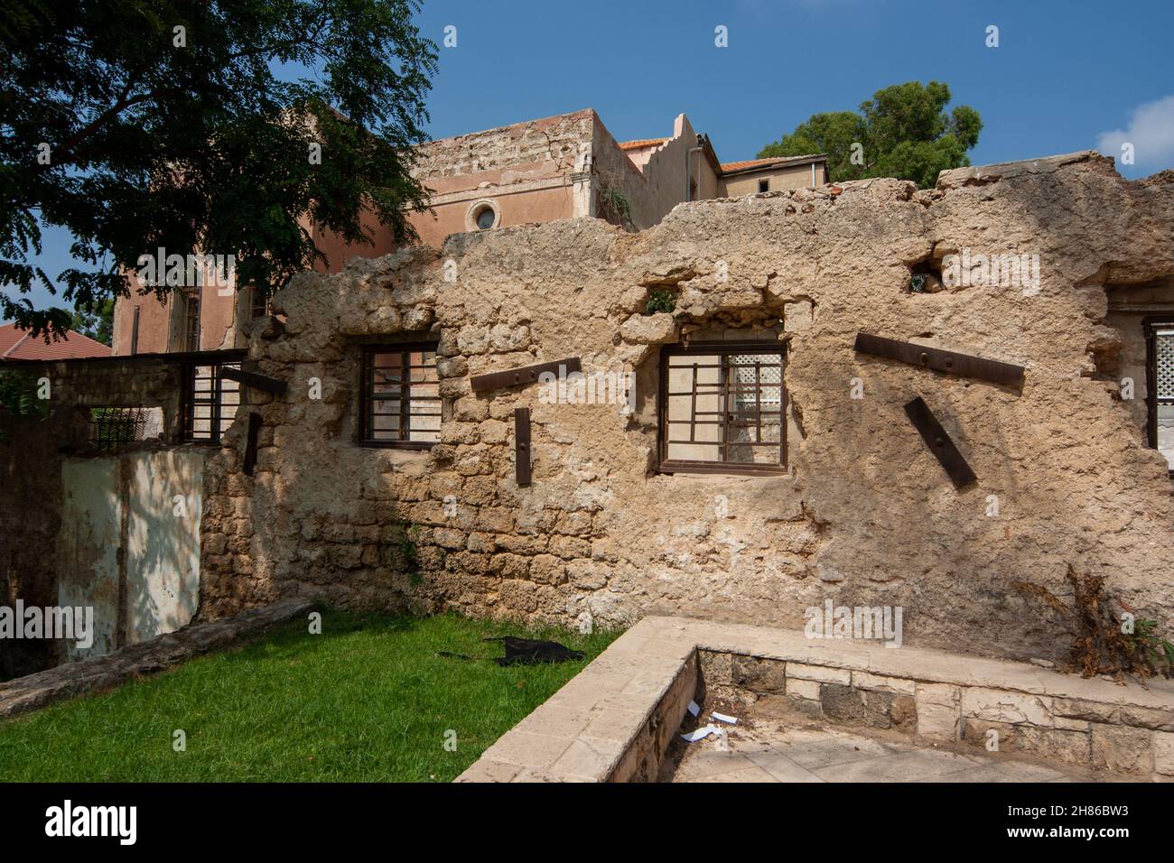 Mur d'un ancien bâtiment (1880) Neve Tzedek, tel Aviv, Israël, Banque D'Images
