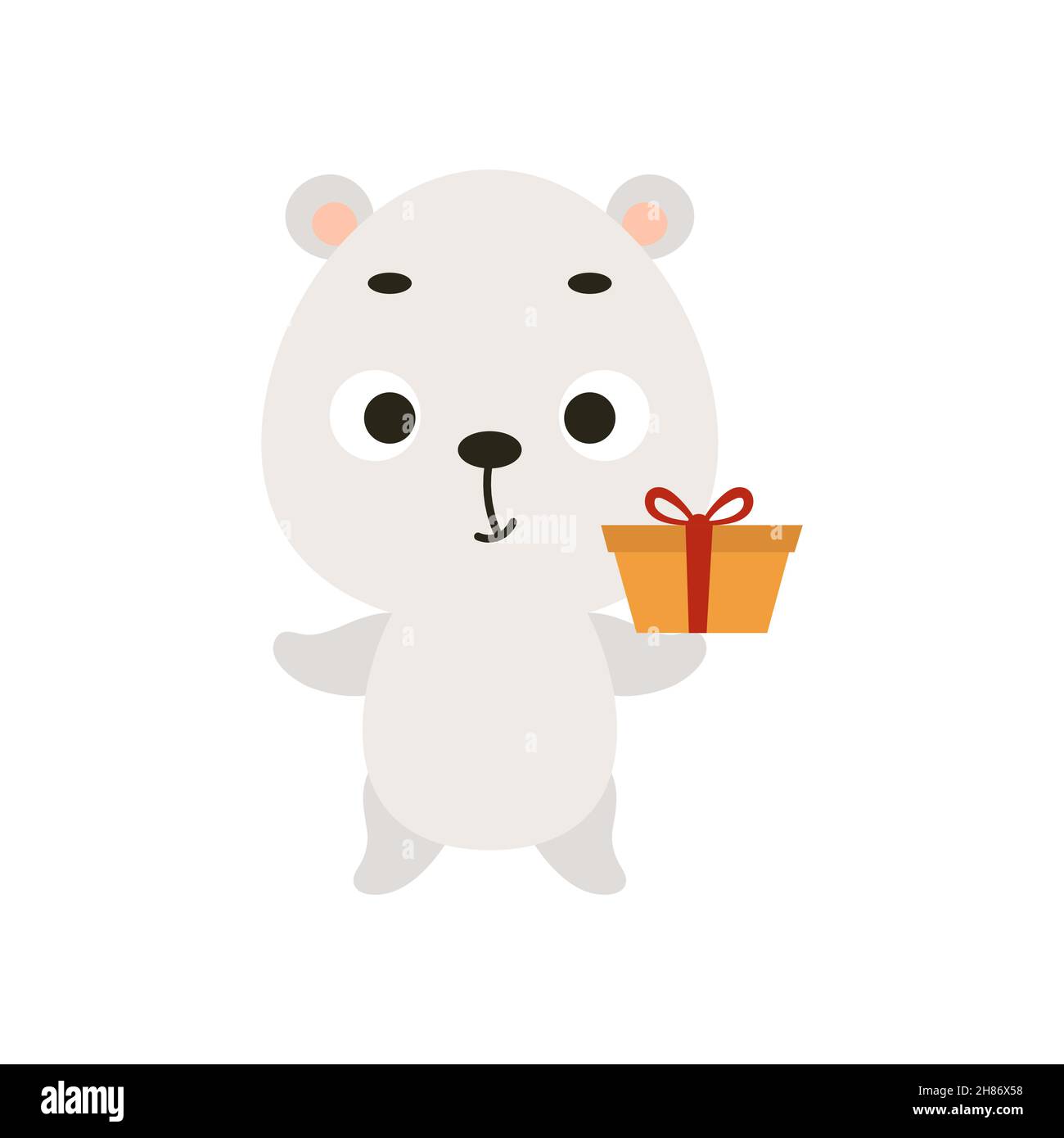 Adorable ours polaire de Noël avec cadeau sur fond blanc.Personnage animal  de dessin animé pour enfants cartes, douche de bébé, invitation, poster,  composition de t-shirt Image Vectorielle Stock - Alamy