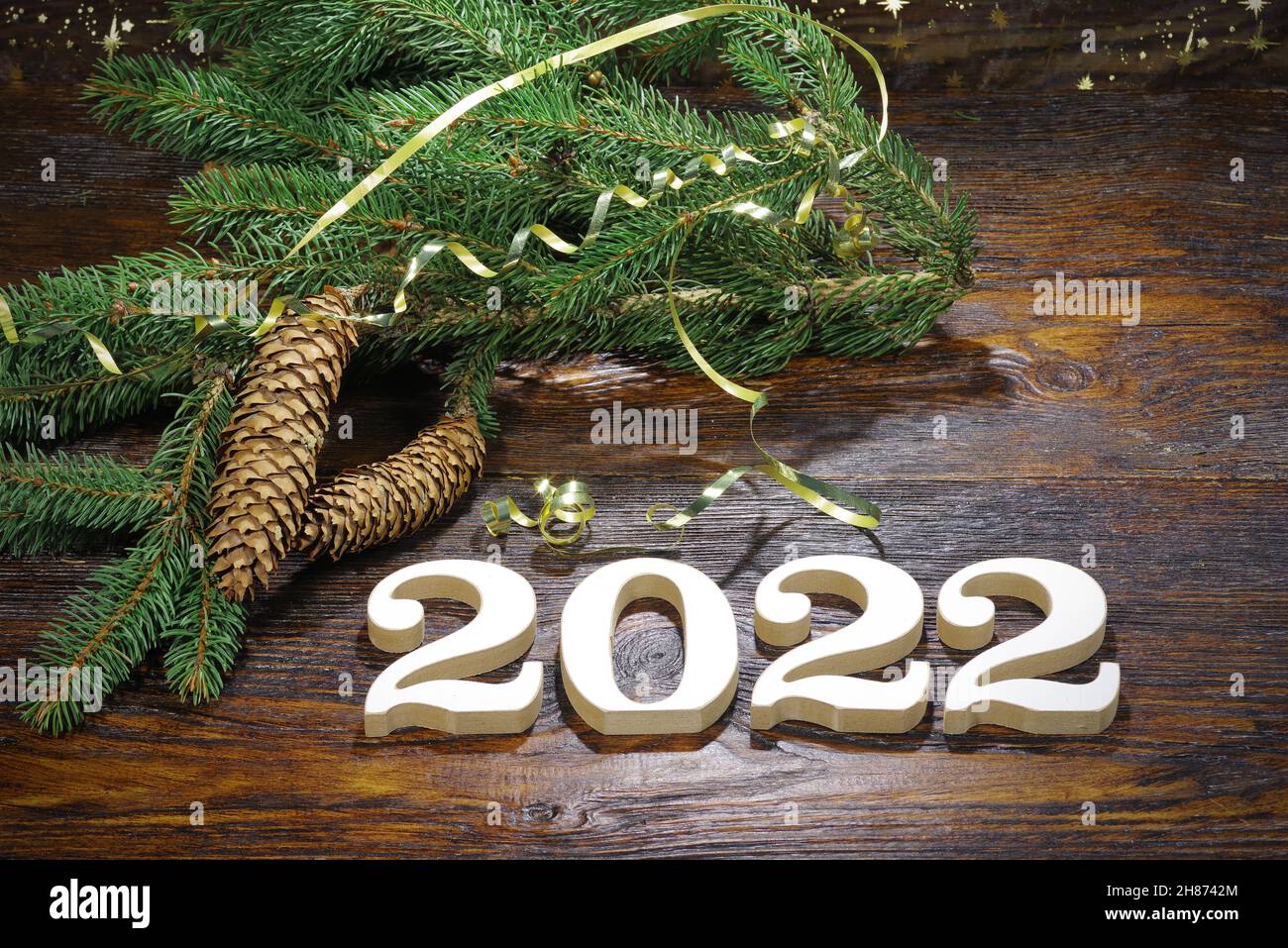 Bonne Année. Symbole du numéro 2022 sur fond abstrait Banque D'Images