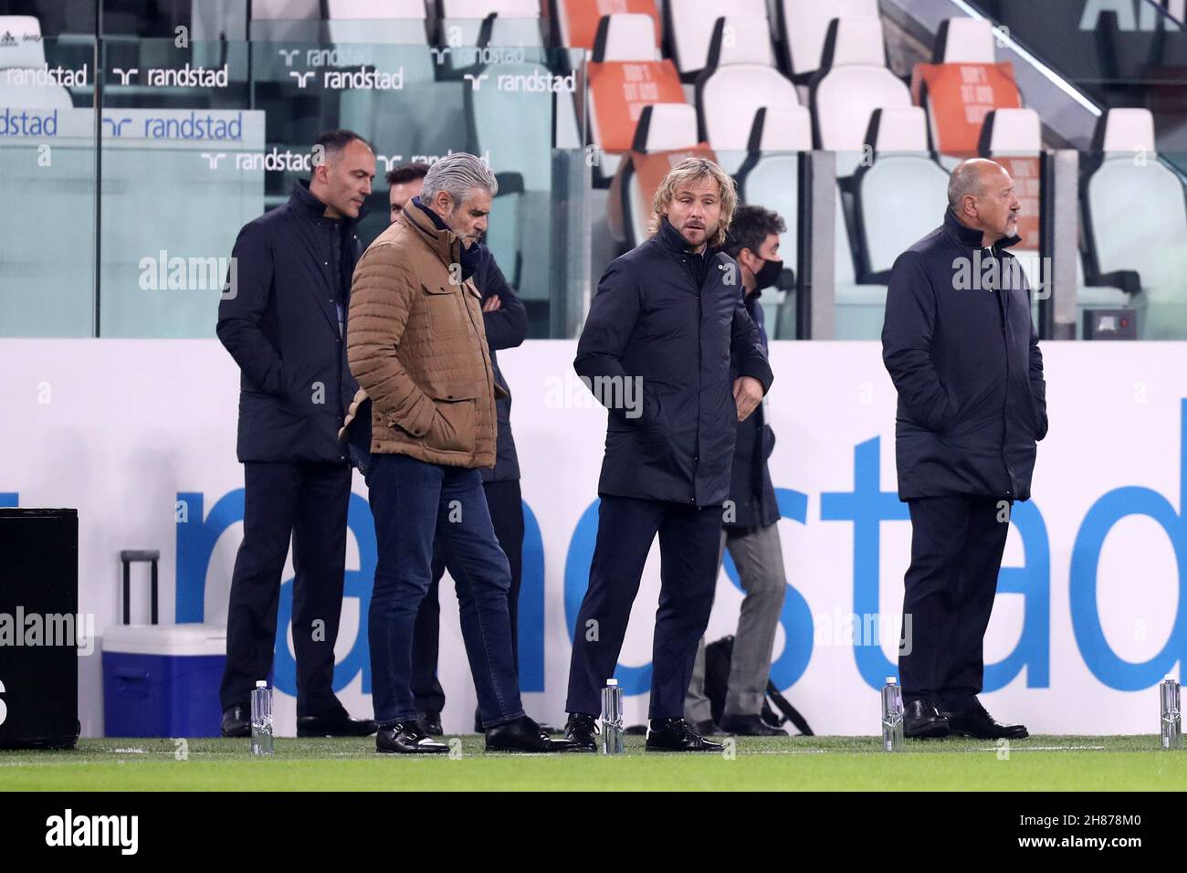 Pavel Nedved vice-président de Juventus FC pendant l'échauffement avant la série Un match entre Juventus FC et Atalanta BC. Banque D'Images