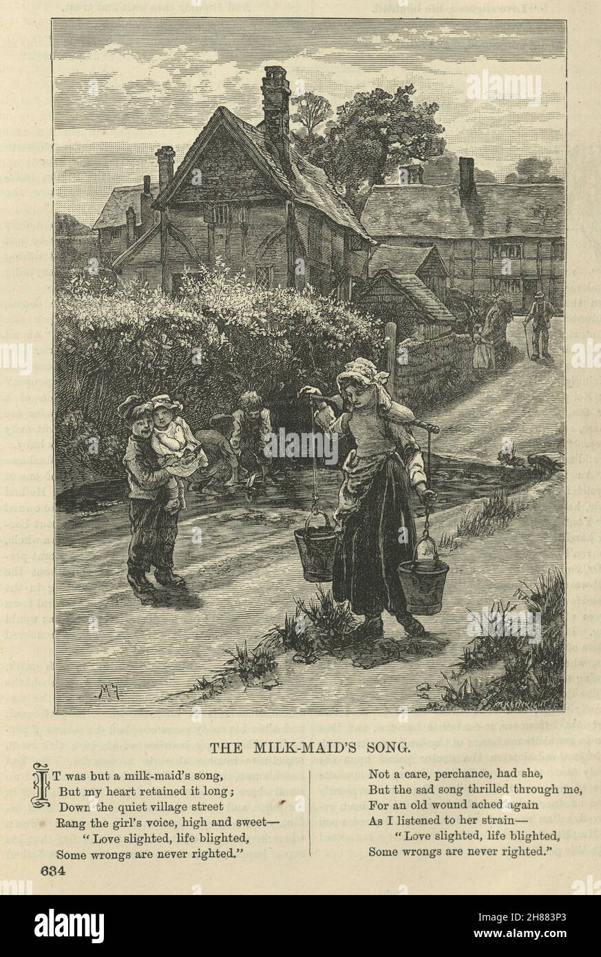 La chanson de la servante de lait, victorienne 1870, 19e siècle, scène du village anglais rural Banque D'Images