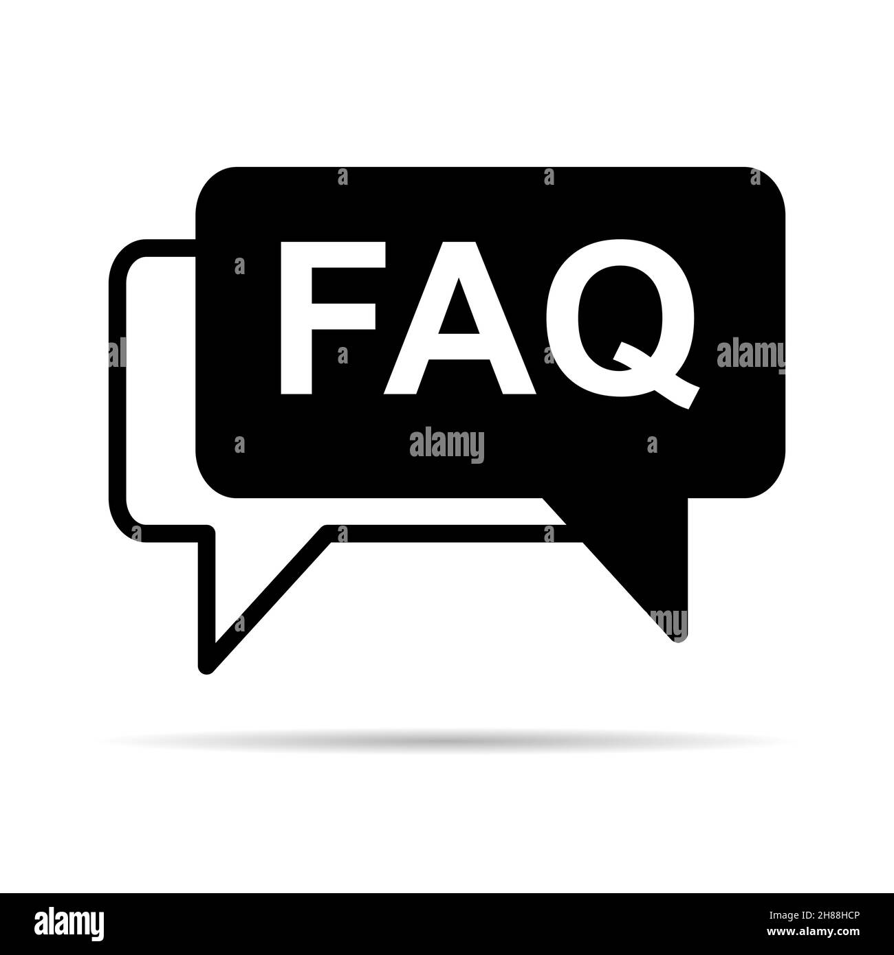 FAQ, icône de vecteur de questions fréquemment posées. Symbole de bulle d'information, message d'aide . Illustration de Vecteur