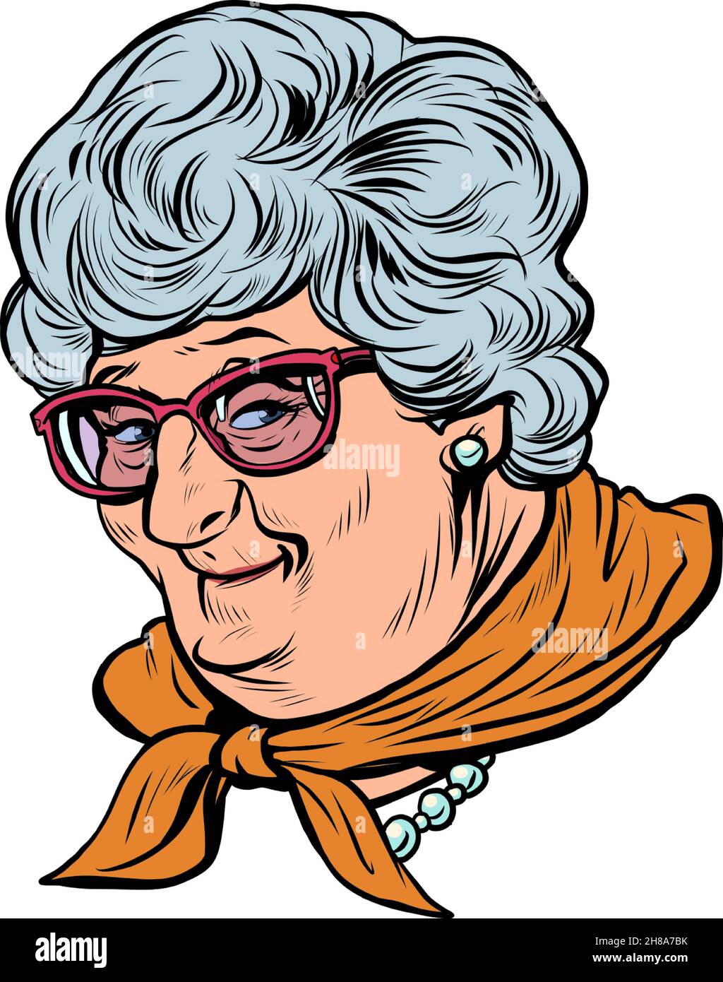 femme âgée grand-mère portrait, vieille dame. Bonne dame Illustration de Vecteur