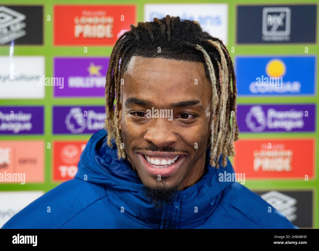 Brentford, Royaume-Uni.28 novembre 2021.Brentford Ivan Toney après le match de la Premier League entre Brentford et Everton au Brentford Community Stadium, Brentford, Angleterre, le 28 novembre 2021.Photo par Andrew Aleksiejczuk/Prime Media Images.Crédit : Prime Media Images/Alamy Live News Banque D'Images