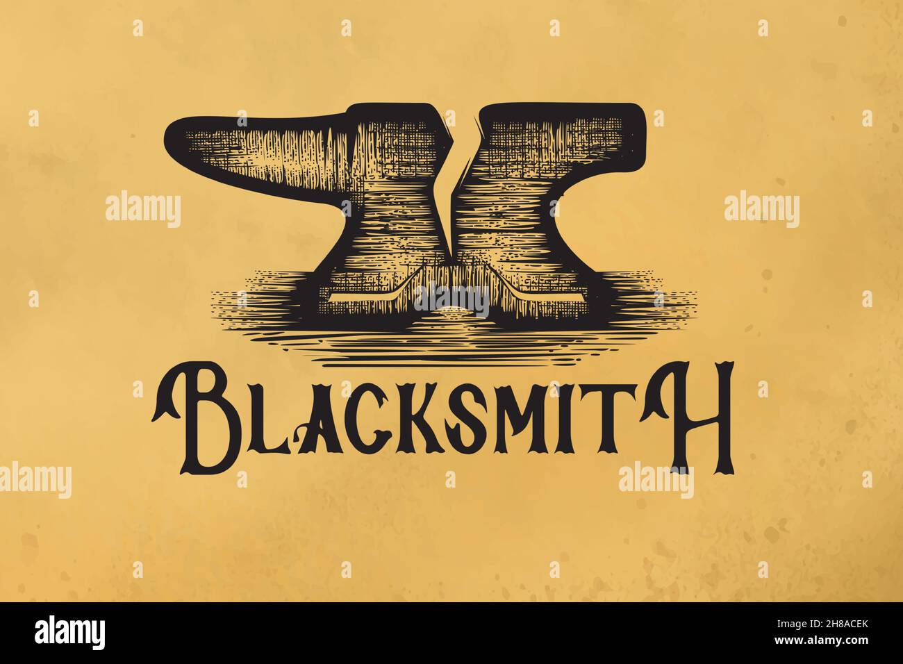 Forge logo dessiné à la main motifs inspiration Illustration de Vecteur