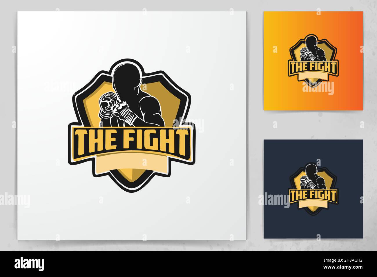 Le muay thai, la boxe d'un insigne logo design inspiration isolé sur fond blanc Illustration de Vecteur