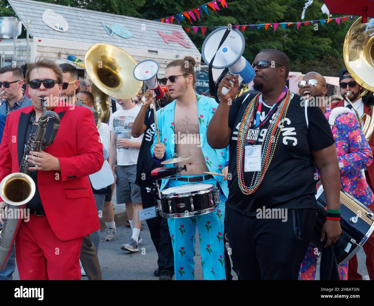 Le Urban Science Brass Band se déroule au Festival international de Jazz de Montréal.Québec, Canada Banque D'Images