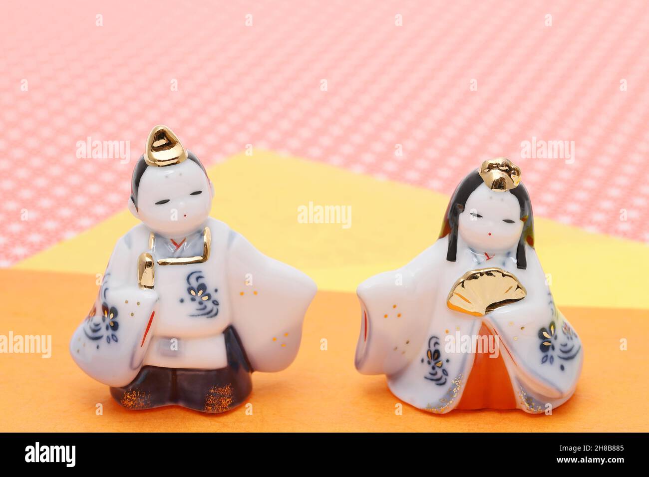 Poupées japonaises traditionnelles utilisées pour un festival Hinamaturi pour les filles Banque D'Images