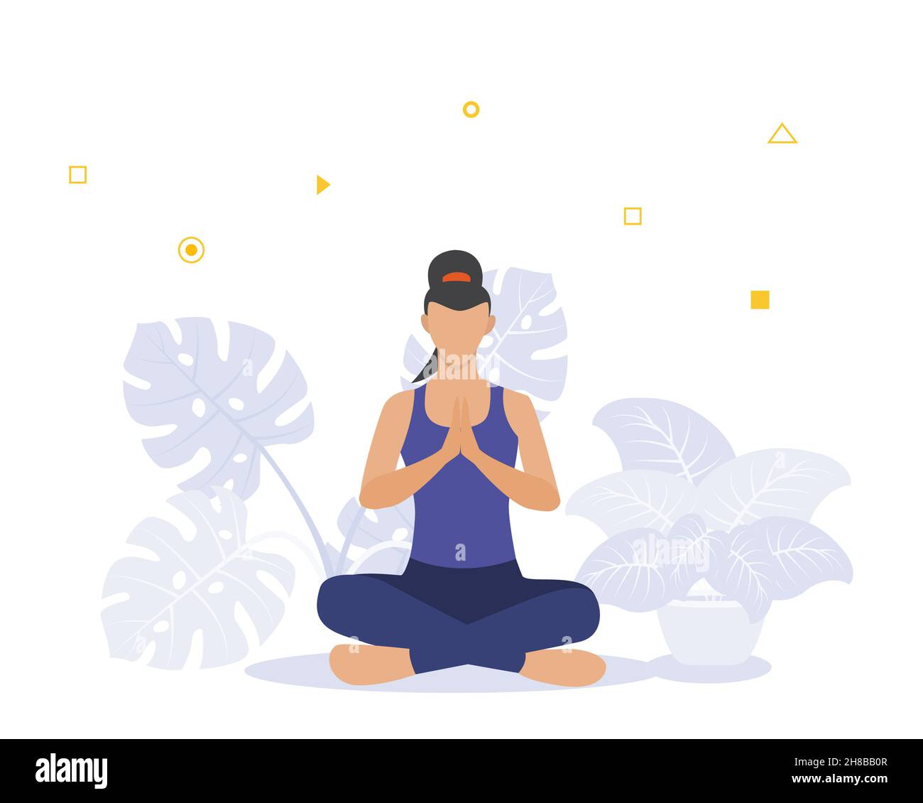 yoga méditation concept avec femme méditer pour la paix avec l'illustration moderne de style plat vecteur Banque D'Images yoga méditation concept avec femme méditer pour la paix avec l'illustration moderne de style plat vecteur Banque D'Images