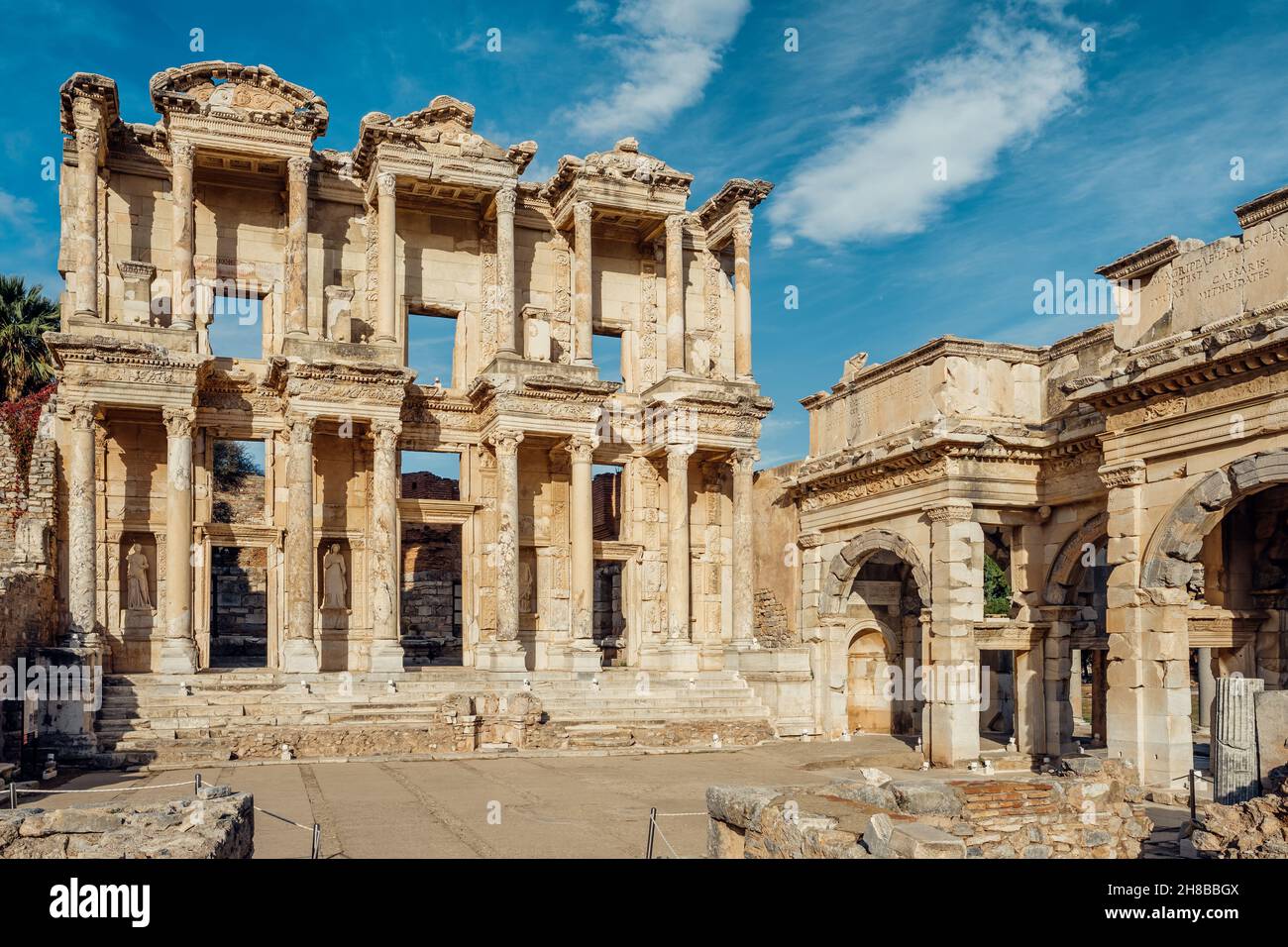 Bibliothèque de Celsus dans la ville antique d'Éphèse, Turquie Banque D'Images