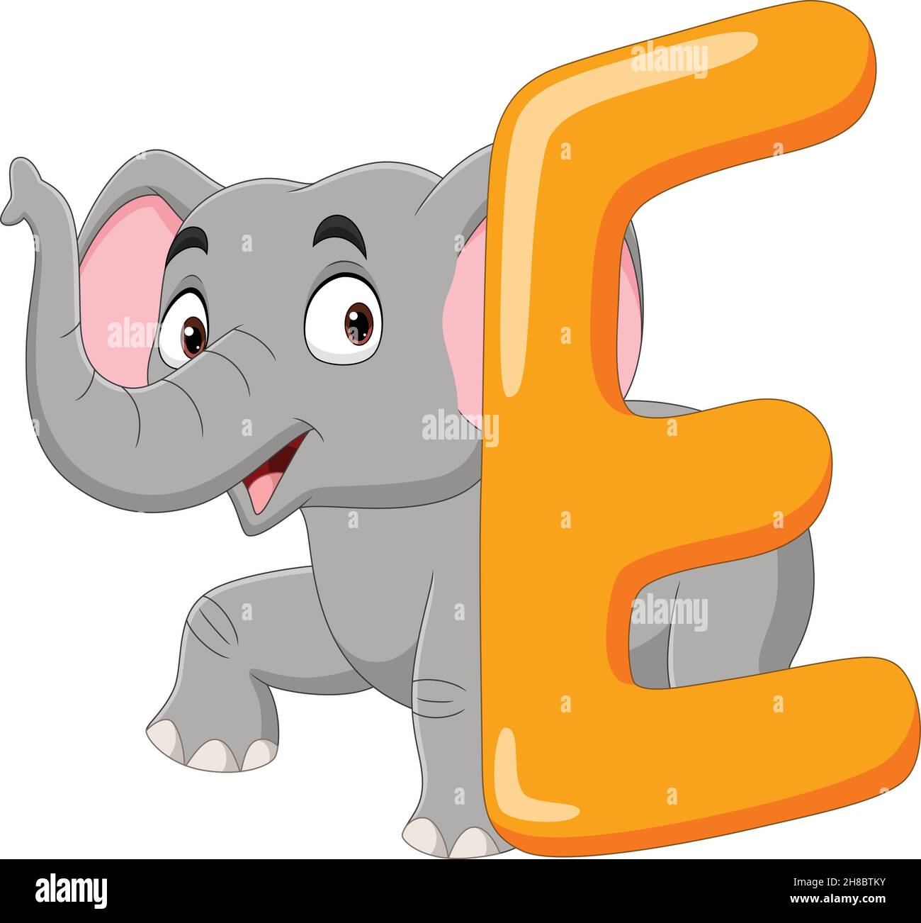 Lettre E pour éléphant Illustration de Vecteur