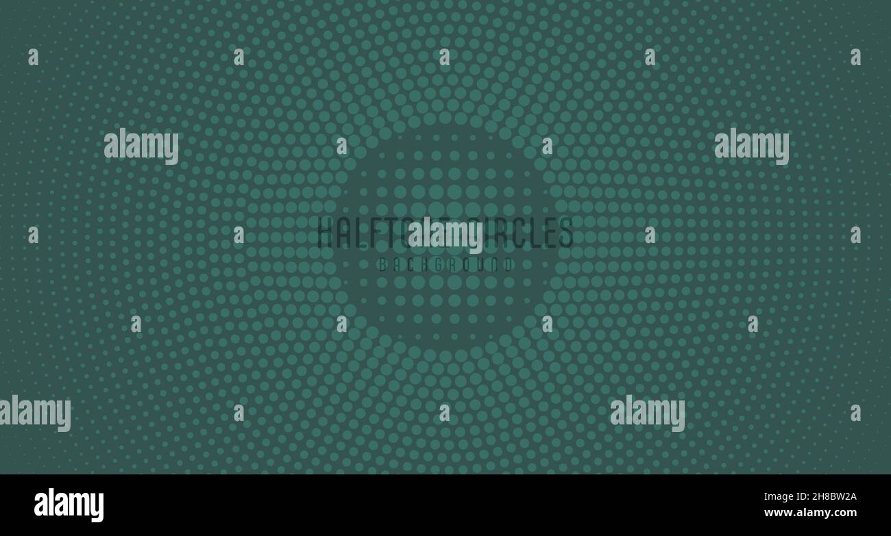 Design rétro vert abstrait avec motif géométrique décoratif en demi-ton dans un modèle de motif circulaire.Copier l'espace au centre pour modifier l'arrière-plan de la zone de texte. Illustration de Vecteur
