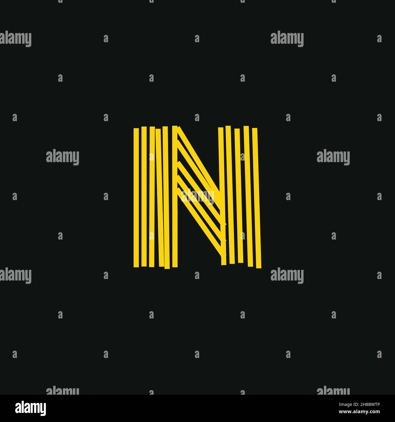 N logo, écriture manuscrite initiale ou écriture manuscrite pour l'identité.Logo lettrage Calligraphie dessiné à la main et illustration vectorielle dessinée à la main. Illustration de Vecteur