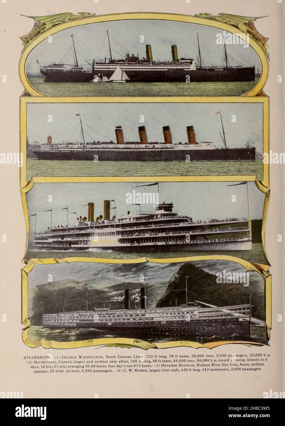 Les bateaux à vapeur de New York Harbour sont tirés du livre « King's color-graphs of New York City » publié à New York par M. King, inc. En 1910 Banque D'Images
