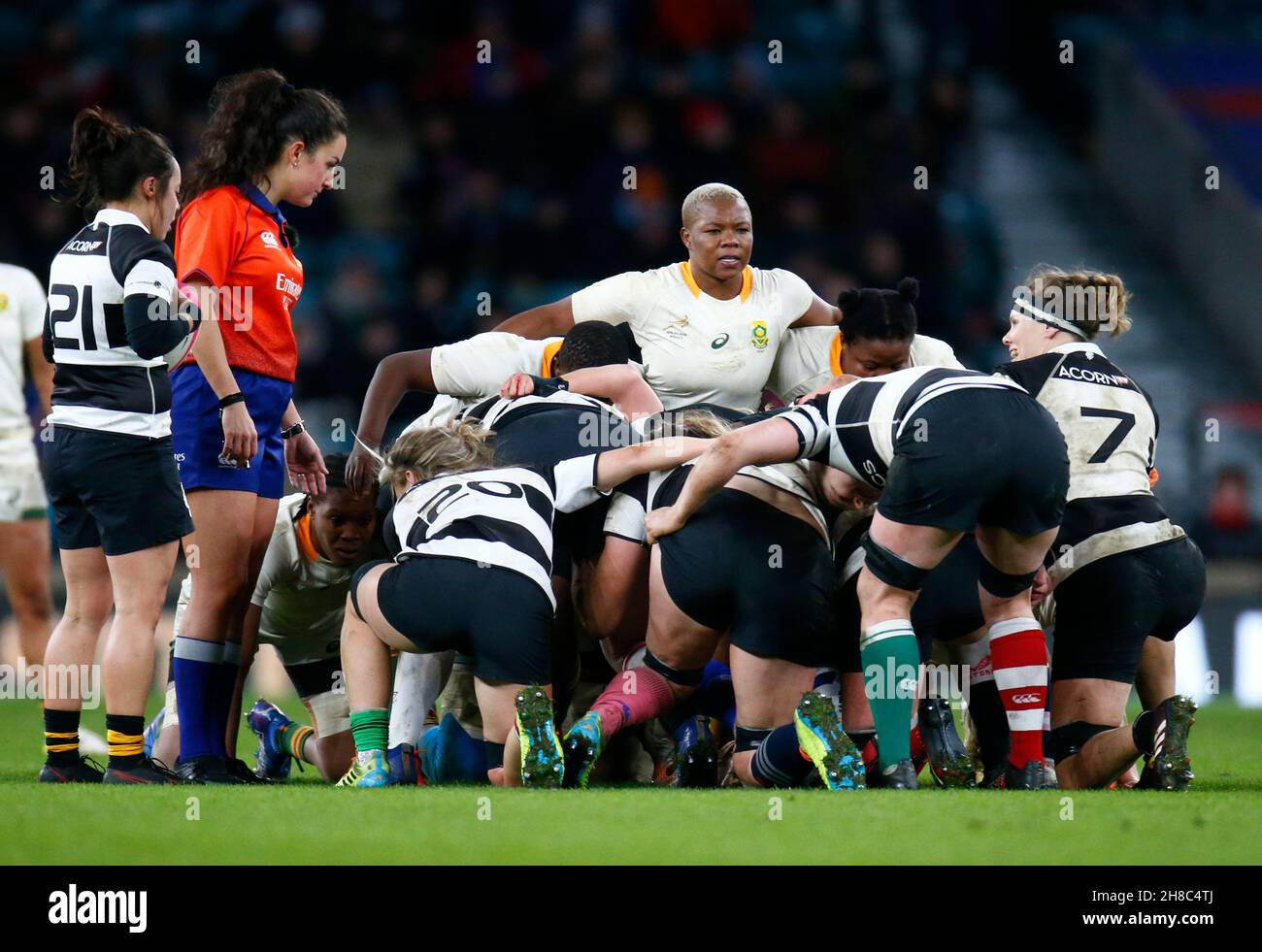 LONDRES, ANGLETERRE - NOVEMBRE 27 : Lindelwa Gwala (femmes requins de la cellule C) de SpringBox lors du match de la coupe Killik entre femmes Barbarians et Sprin Banque D'Images