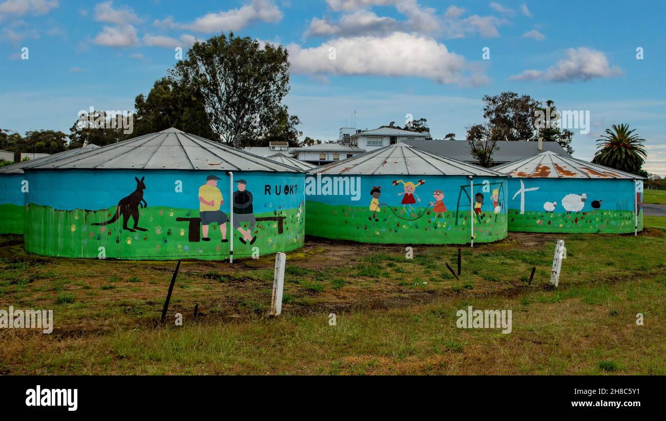 Water Tank Art, St Arnaud, Victoria, Australie Banque D'Images