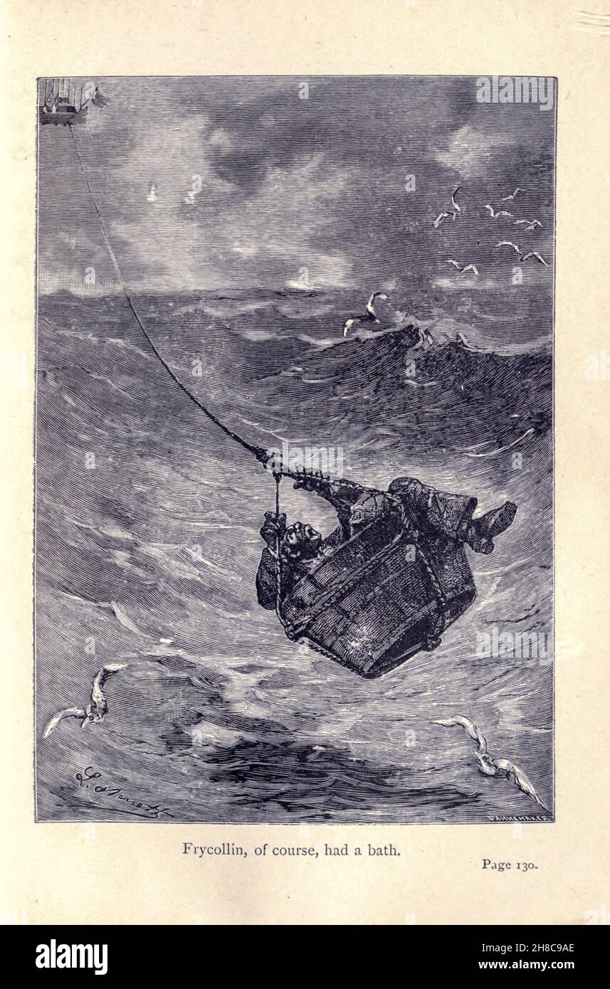 Frycollin, bien sûr, a eu un bain de Robur le Conquérant est un roman de science-fiction de Jules Verne, publié en 1886.Il est également connu sous le nom de Clipper des nuages.Il a une suite, Maître du monde, qui a été publié en 1904. Banque D'Images