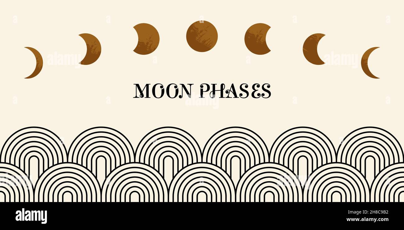 Autocollant Mural Phases De Lune – Or – Moderne – Amovible – White Corner