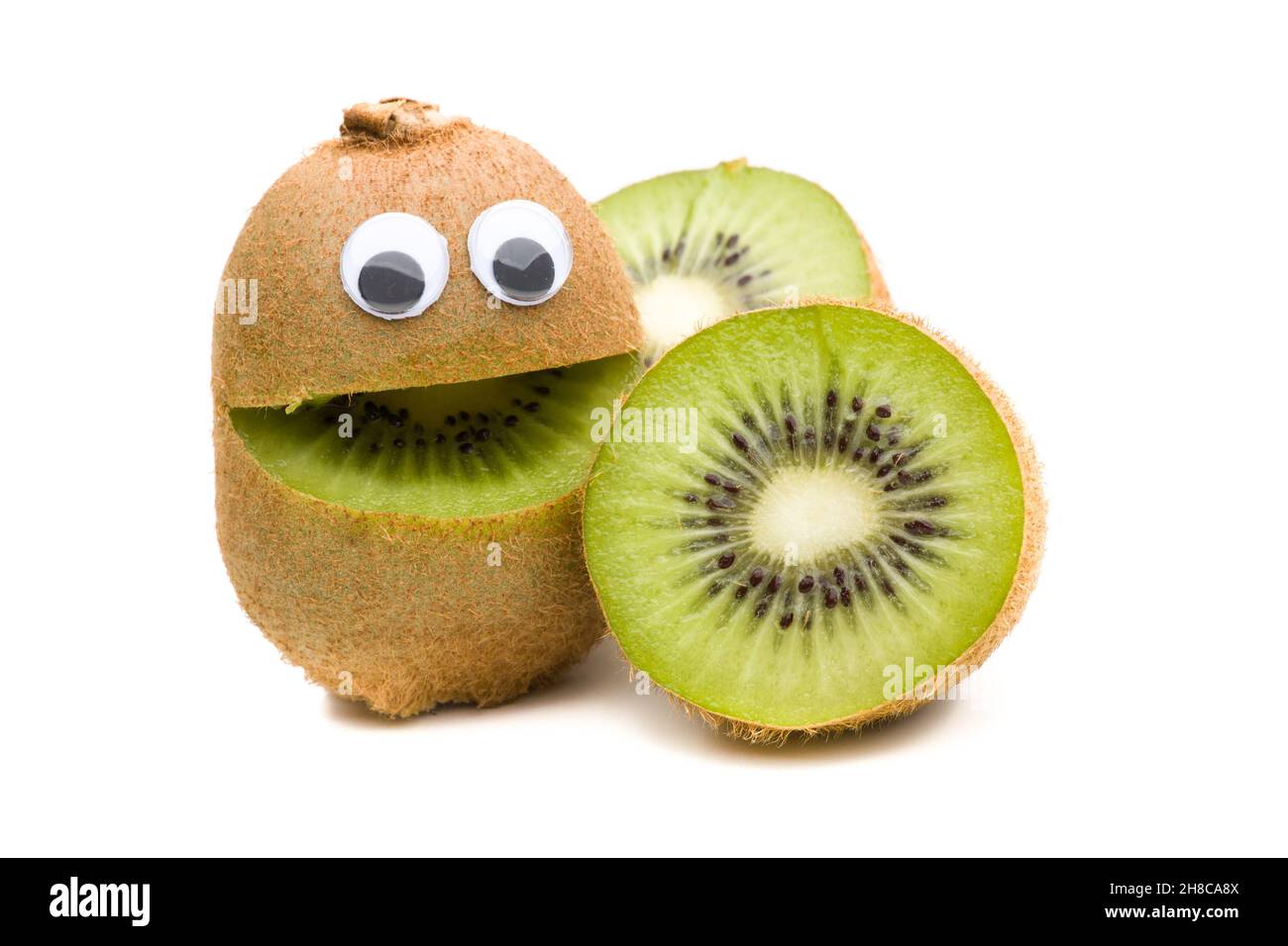 Kiwi riant isolé sur fond blanc Banque D'Images
