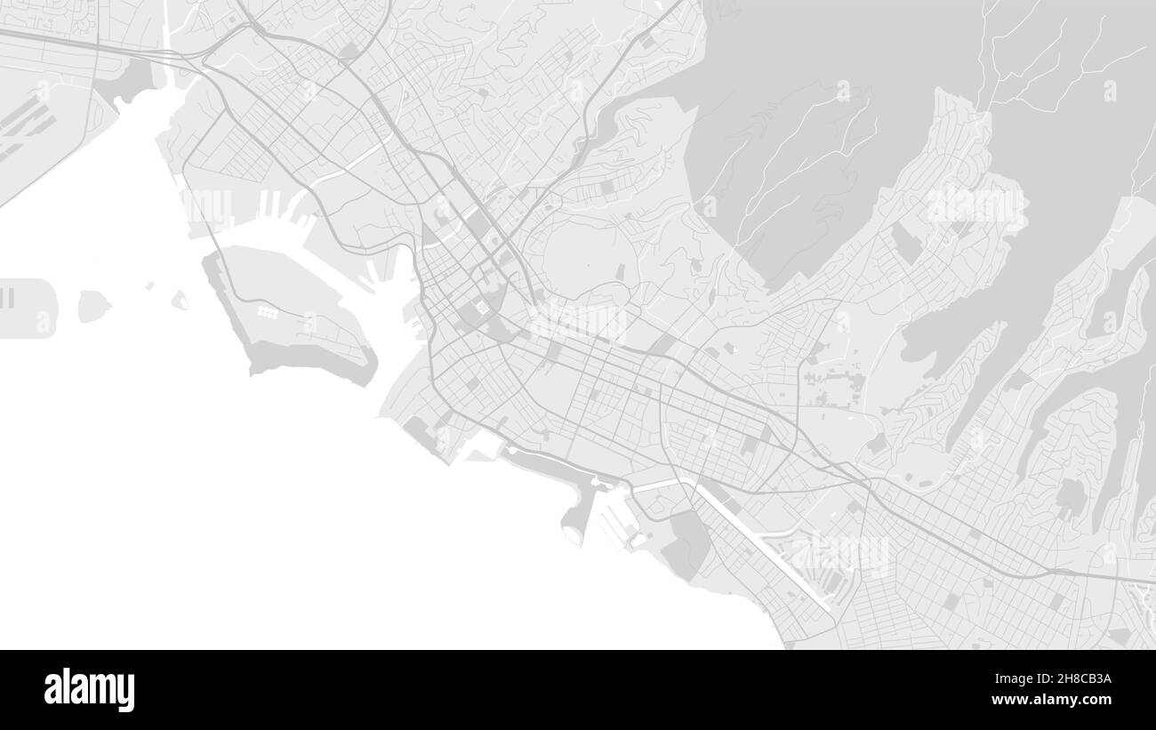 Carte d'arrière-plan vectorielle de la ville d'Honolulu, blanc et gris clair, illustration de la cartographie des rues et de l'eau.Format écran large, design numérique plat Illustration de Vecteur