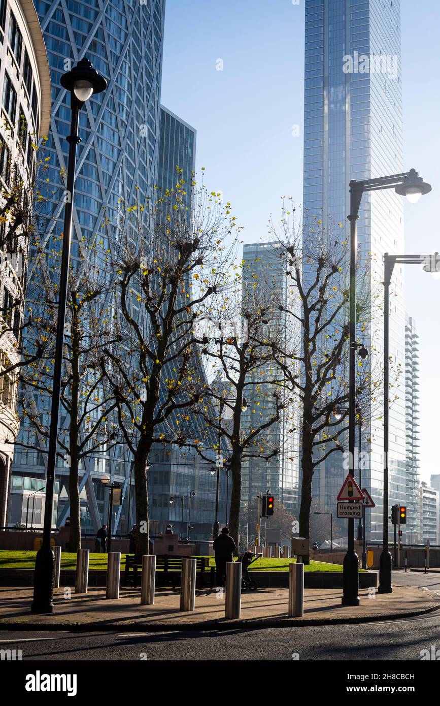 Quartier financier de Canary Wharf sur l'île des chiens, Londres, Angleterre, Royaume-Uni Banque D'Images