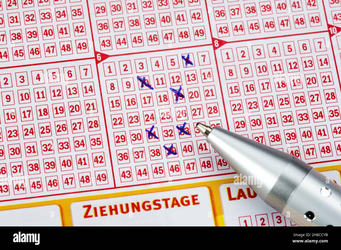 Billet de loterie avec stylo à bille, Allemagne Banque D'Images