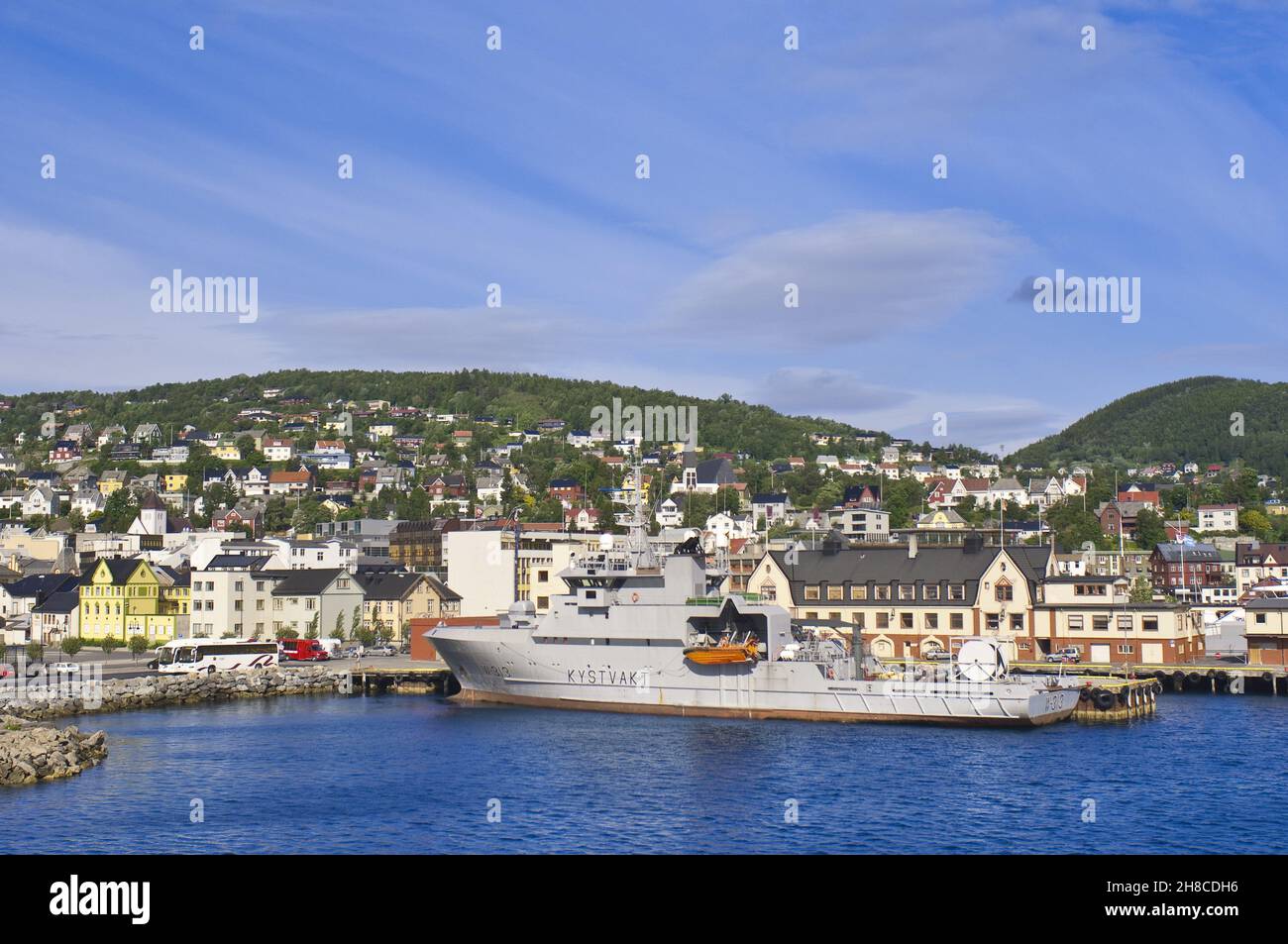 Paysage urbain de Harstad avec port, Norvège, Harstad Banque D'Images