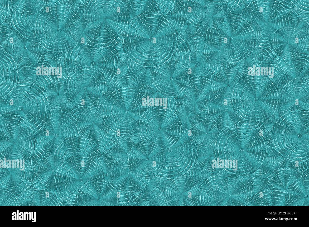 arrière-plan 3d abstrait de couches de formes de cercles sarcelle texturés Banque D'Images