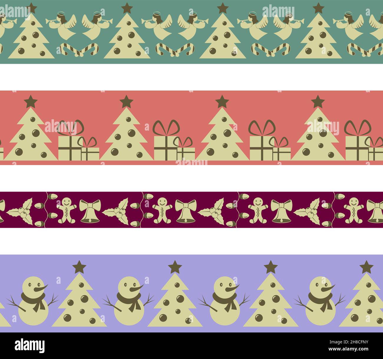 Ensemble de cadres et de bordures sans couture décorés d'ornement de Noël festif Illustration de Vecteur