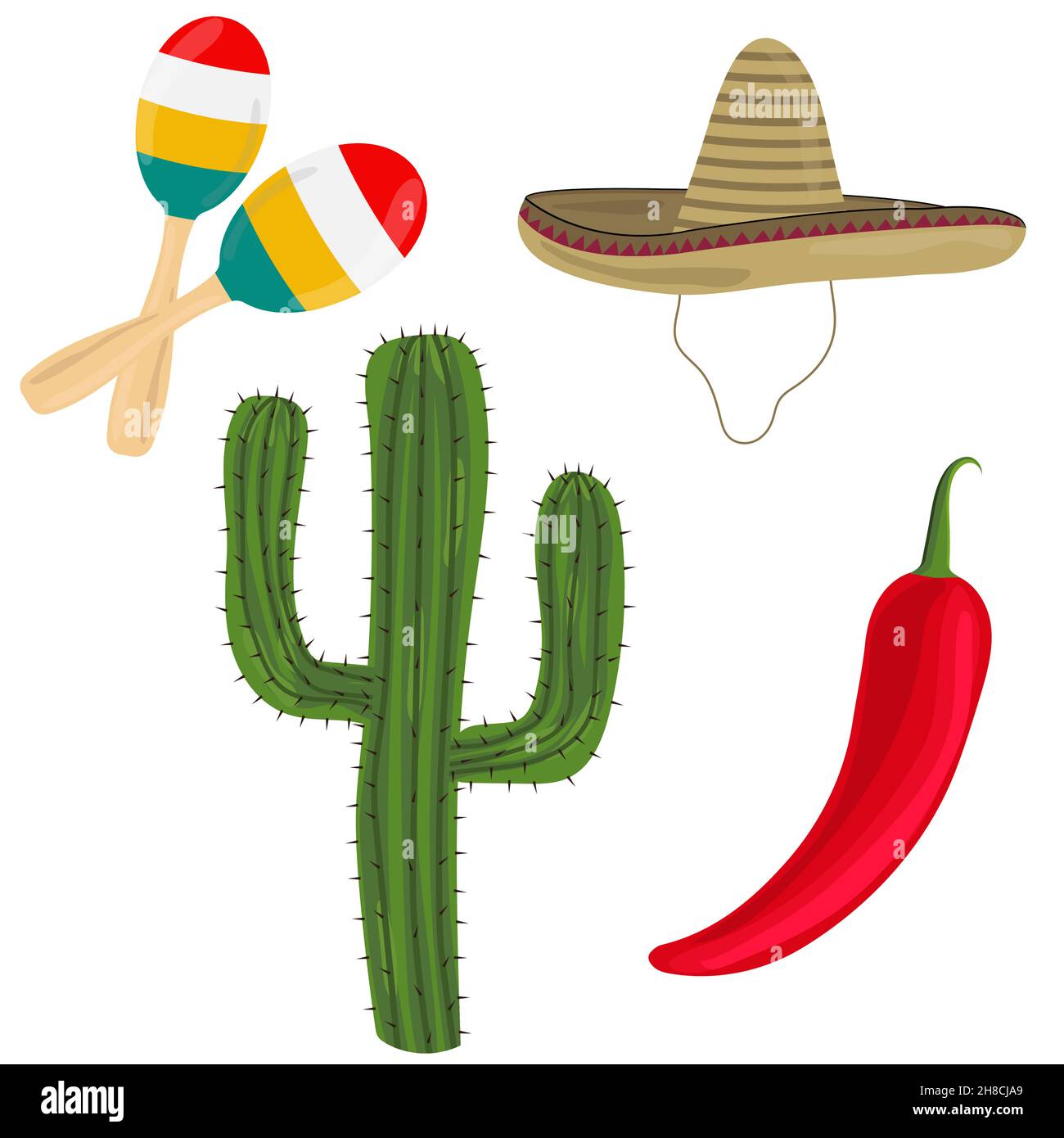Articles nationaux mexicains sur fond blanc Illustration de Vecteur