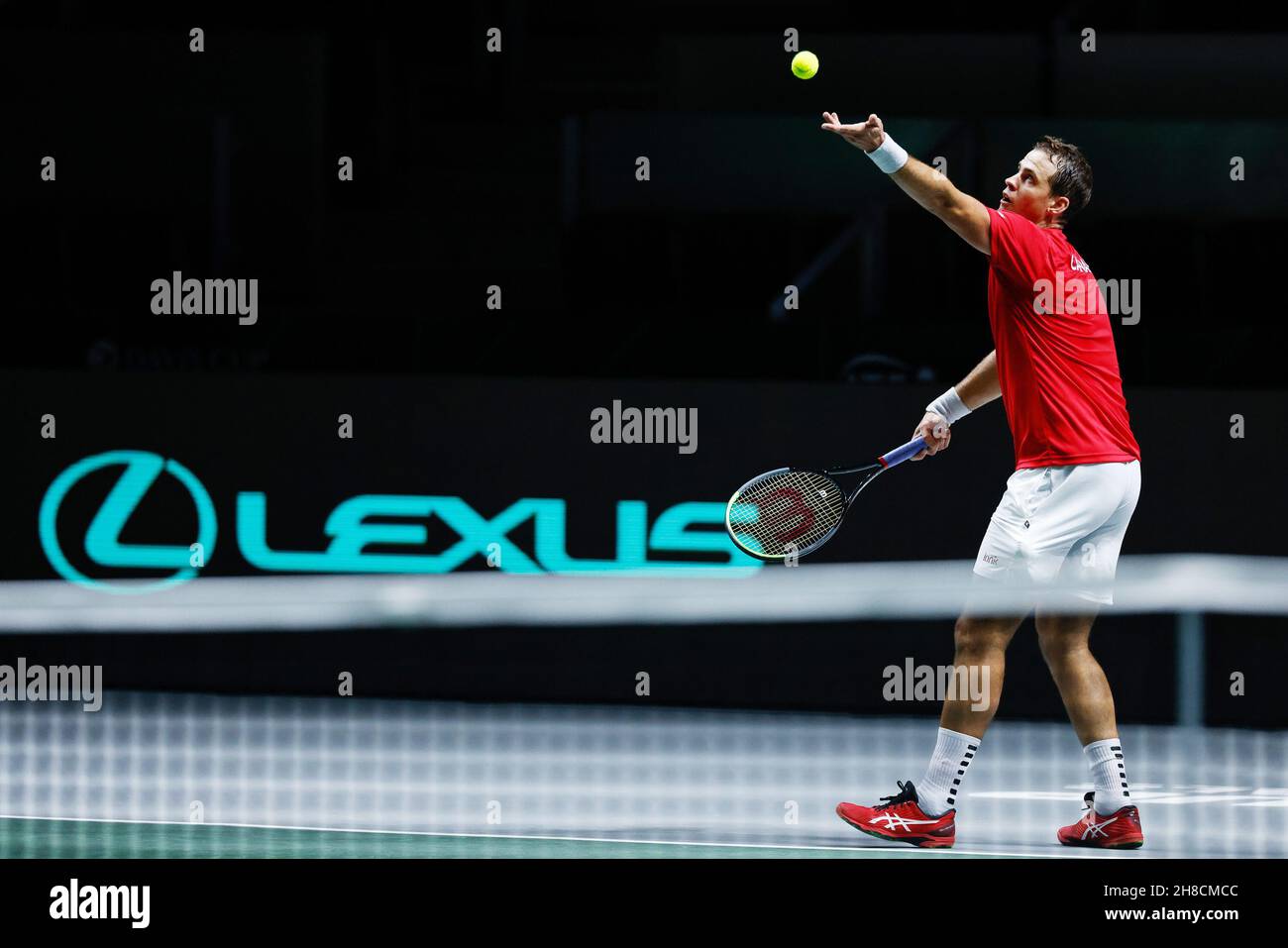 Vasek Pospisil du Canada lors de la coupe Davis 2021, match de tennis du groupe B entre le Canada et le Kazakhstan, le 28 novembre 2021, à l'aréna de Madrid, Espagne - photo : Oscar Barroso/DPPI/LiveMedia Banque D'Images