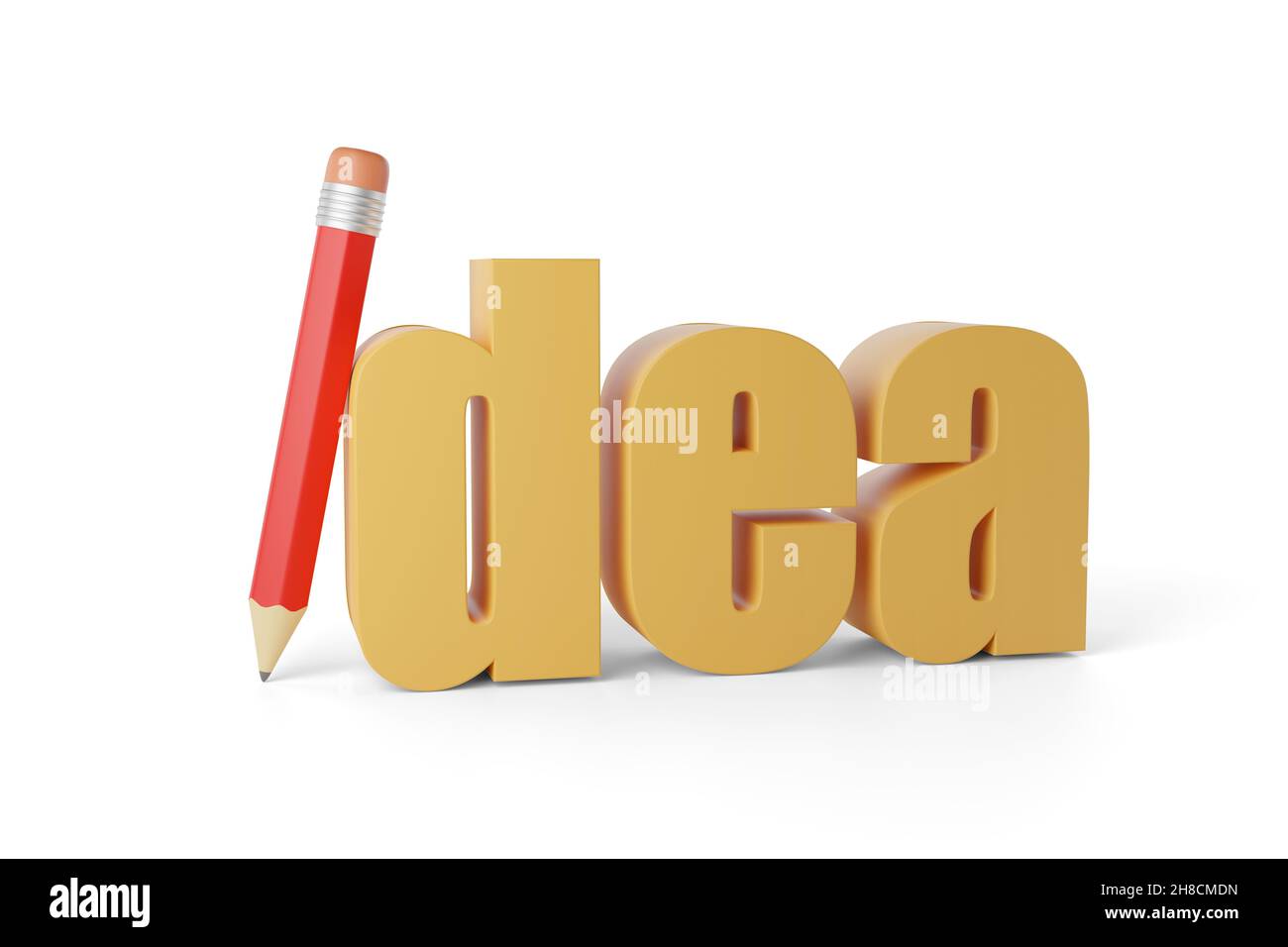 Mot d'idée en trois dimensions avec crayon.illustration 3d. Banque D'Images