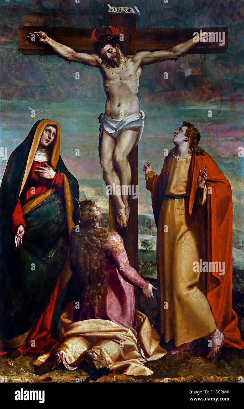 Crucifixion 1560, par Luca Cambiaso 1527-1585 Italie, Italien.Museo Diocesano (Gênes, ) Luca Cambiaso aussi connu , Luca Cambiasi , Luca Cangiagio , Cangiaxo Banque D'Images