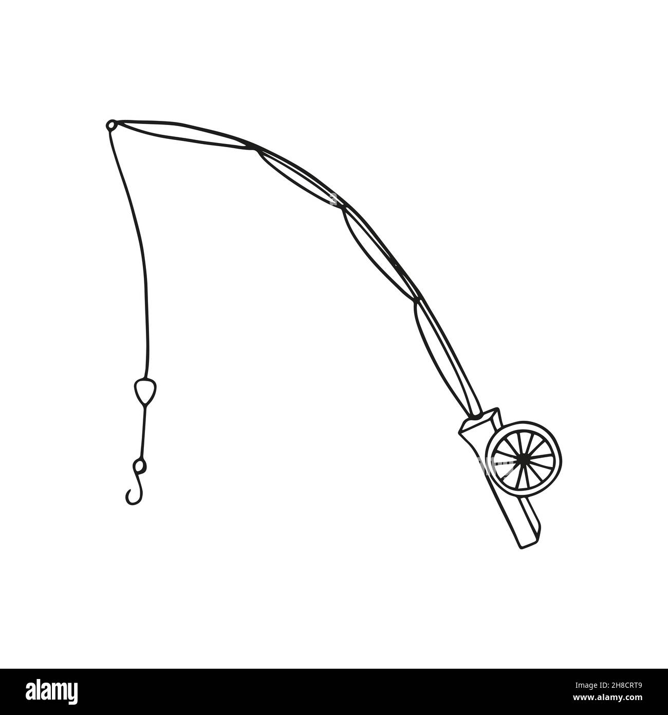 icône en forme de caniche à caniche avec un rouleau, pêche. isolé. Illustration de Vecteur