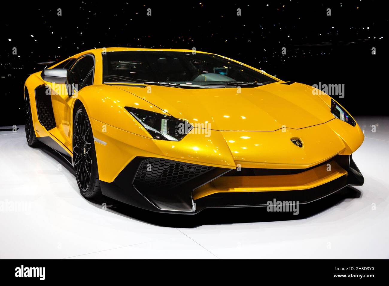 Lamborghini Aventador LP 750-4 SuperVeloce voiture de sport présentée au 85e salon international de l'automobile de Genève.3 mars 2015 Banque D'Images