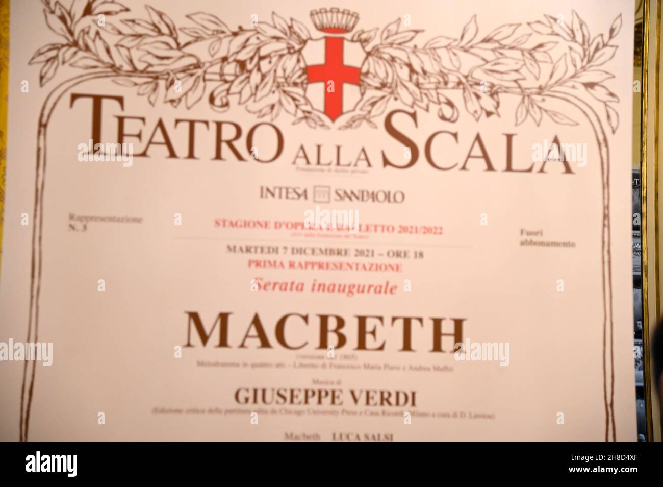 Milan -Teatro alla Scala Présentation de la première - Macbeth- dans la photo: Affiche Banque D'Images