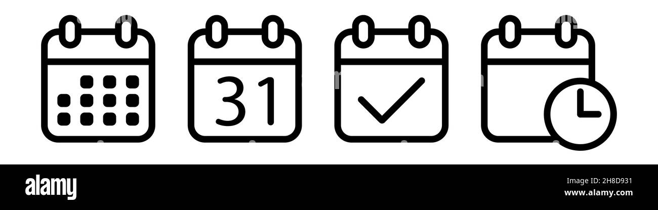Ensemble d'icônes de calendrier conception simple Illustration de Vecteur